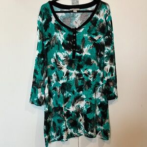 🎉 Laura Ashley Women’s Five-Button Tunic Top – Teal Black